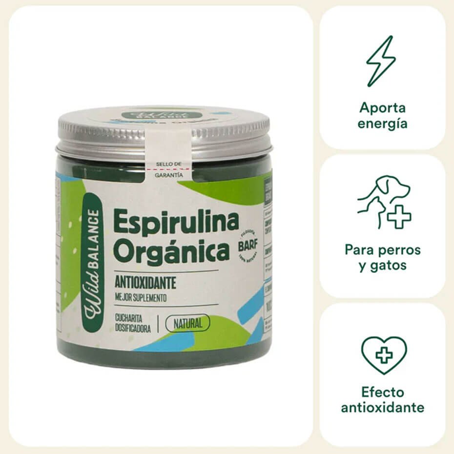 Wild Balance Espirulina Orgánica Suplemento Natural para Perros y Gatos 100g