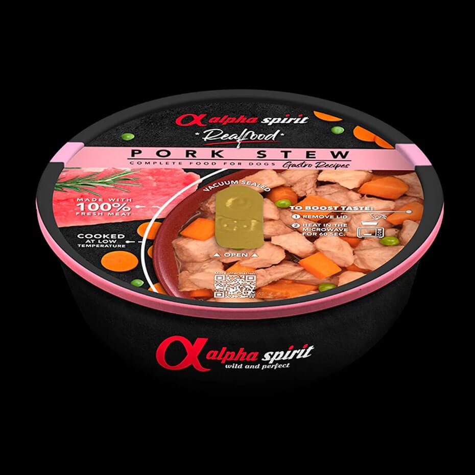 Alpha Spirit Estofado de Cerdo para Perros 280g Alimento Húmedo Completo