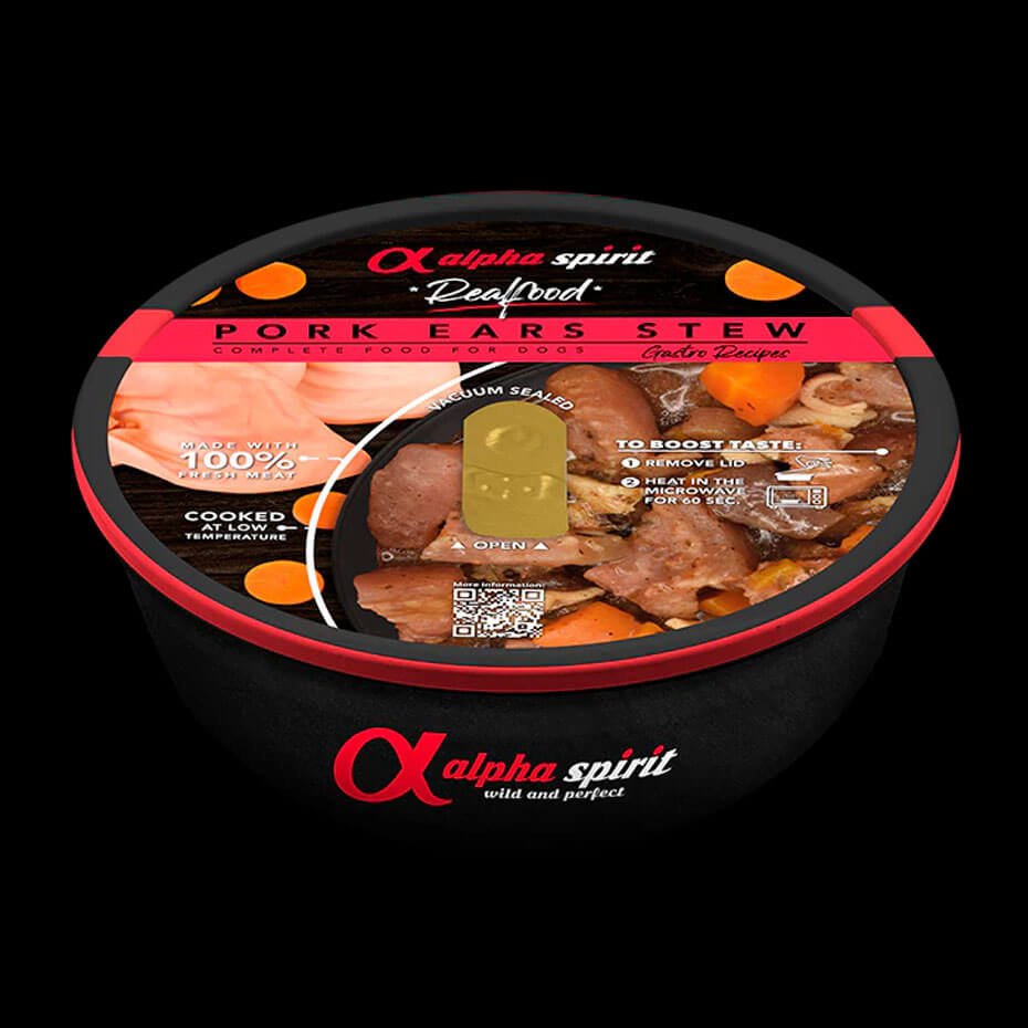 Alpha Spirit Estofado de Oreja de Cerdo para Perros 280g Alimento Húmedo Completo