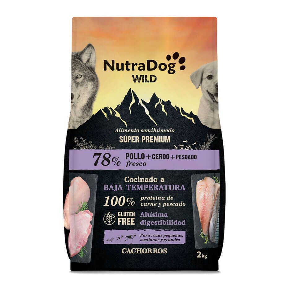 NutraDog WILD 78% Pollo Cerdo y Pescado Pienso Natural para Cachorros