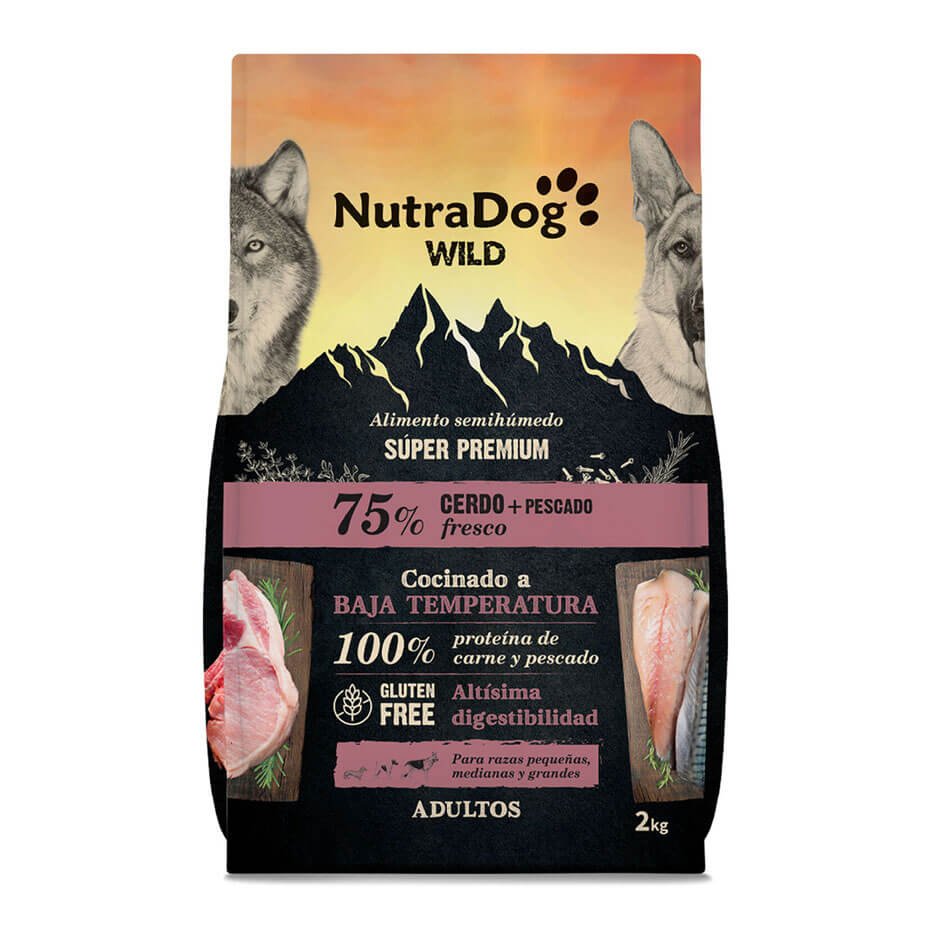 NutraDog WILD 75% Cerdo y Pescado Pienso Natural para Perros