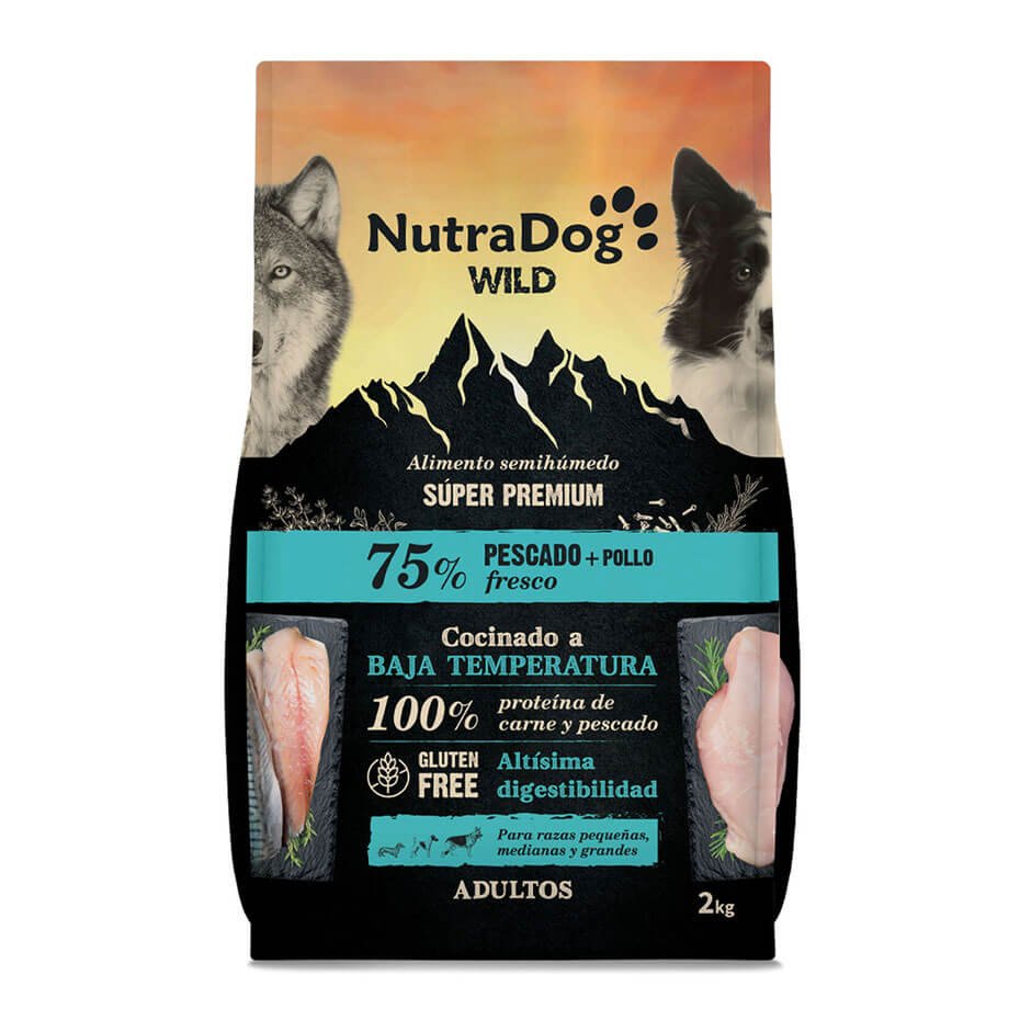 NutraDog WILD 75% Pescado y Pollo Pienso Natural para Perros