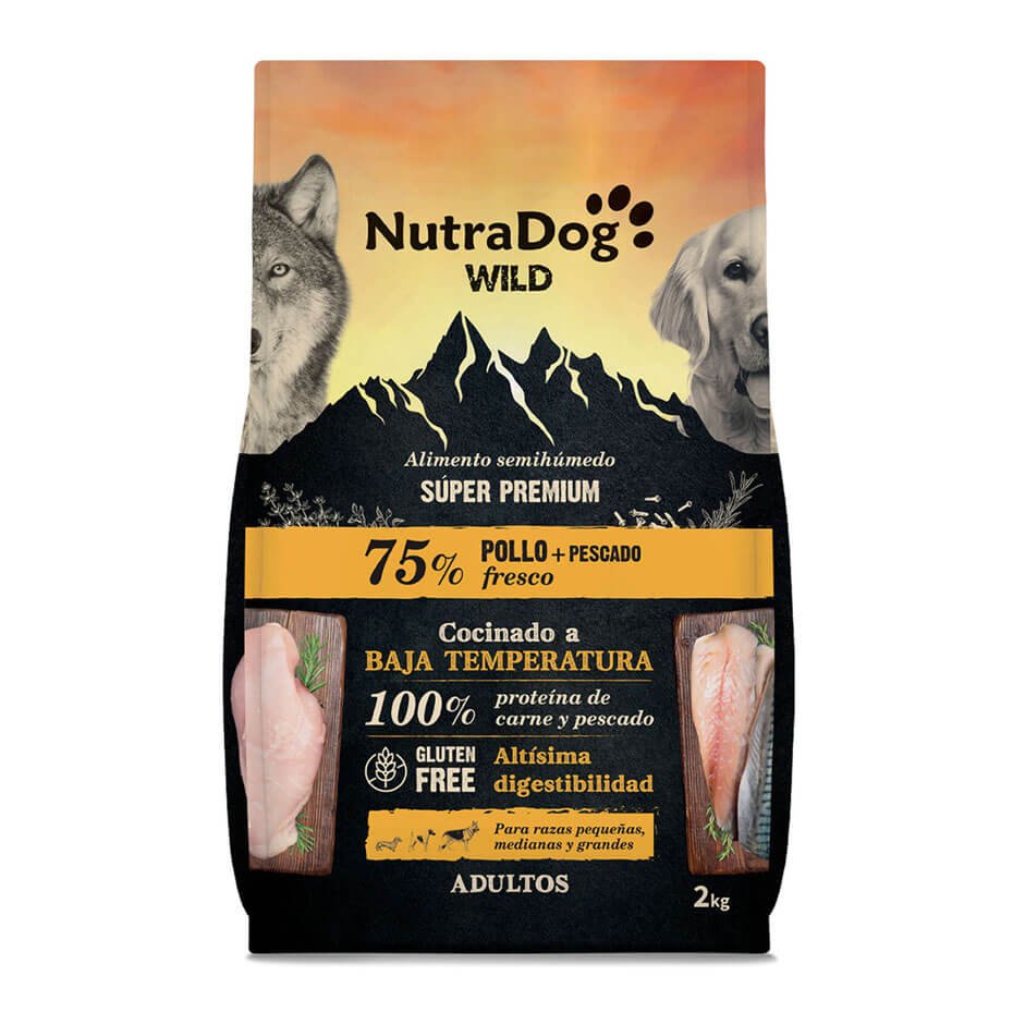 NutraDog WILD 75% Pollo y Pescado Pienso Natural para Perros