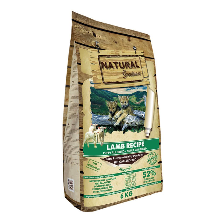 Natural Greatness Receta de Cordero Mini Pienso Seco para Perros Cachorros y Adultos Razas Pequeñas