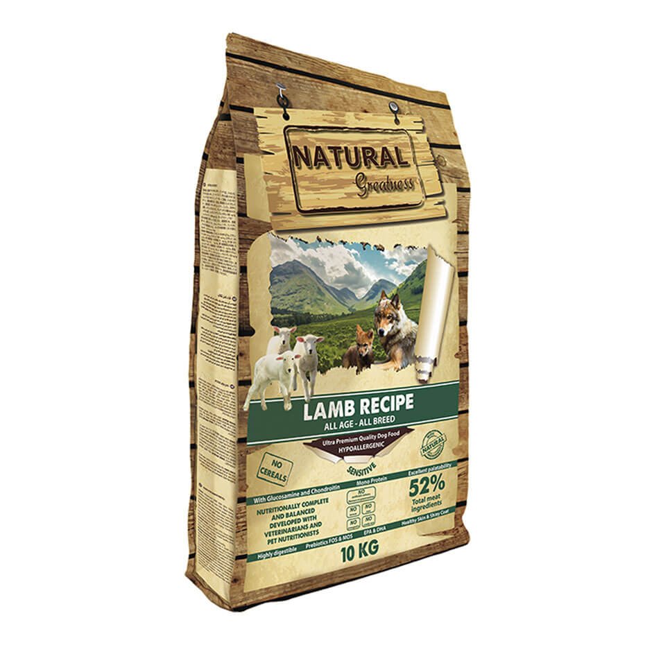 Natural Greatness receta de cordero – Pienso seco para perros de todas las edades razas medianas y grandes