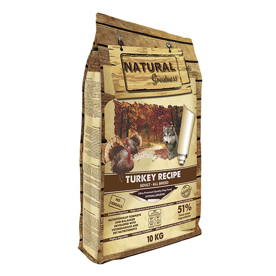Natural Greatness Receta de Pavo Pienso Natural Hipoalergénico Sin Cereales para Perros