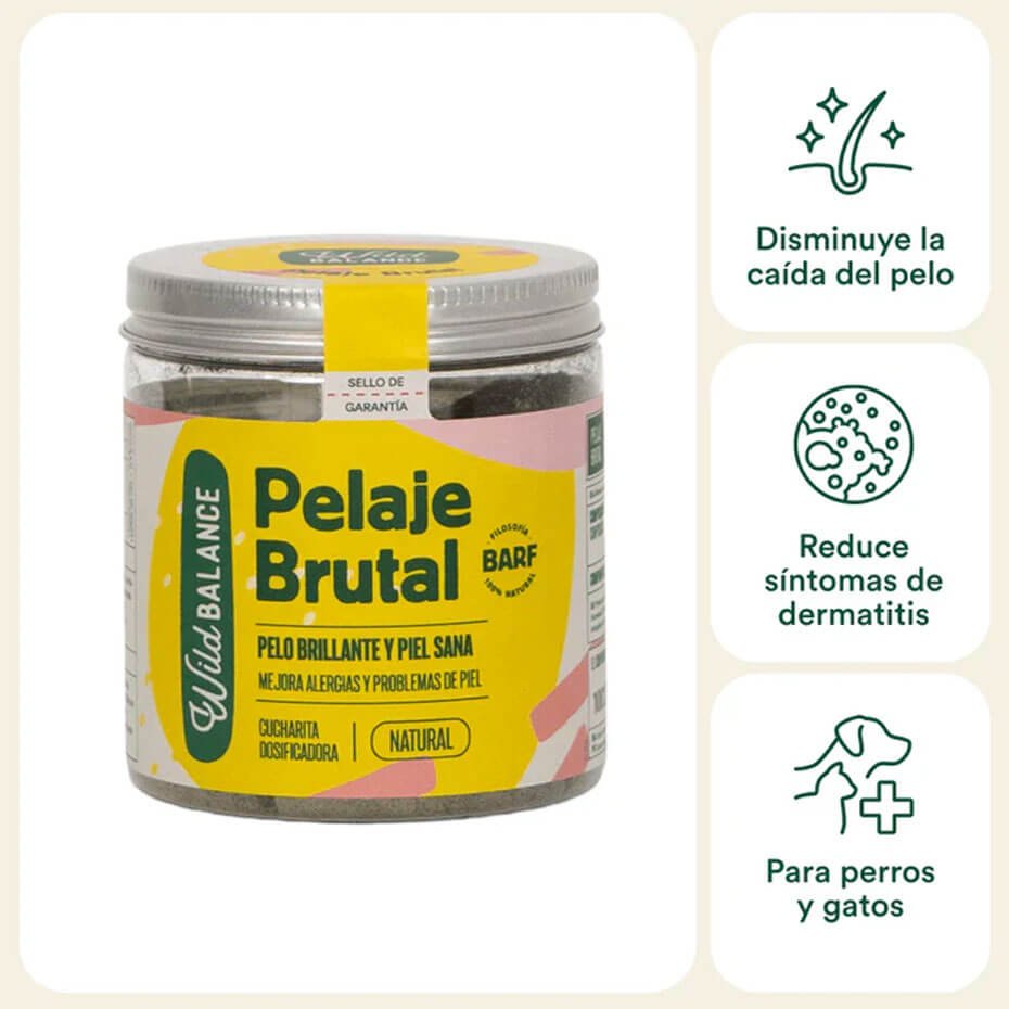Wild Balance Pelaje Brutal Suplemento Natural para Piel y Pelo Perros y Gatos 100g