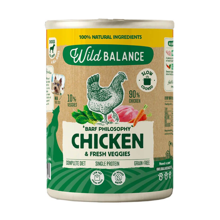 Wild Balance Lata de Pollo con Verduras Frescas al Vapor para Perros 400g