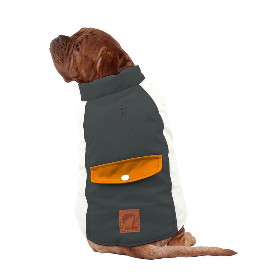 Abrigo impermeable con franja gris para perros ALPHA DOG