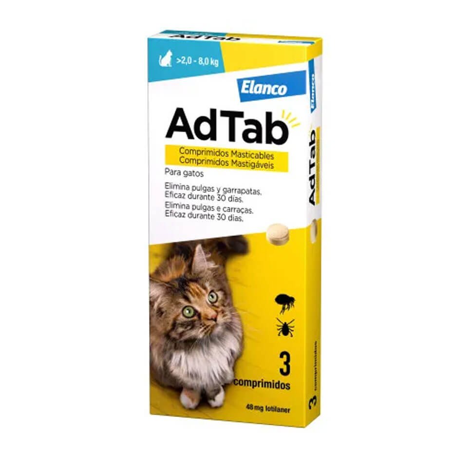 AdTab Gatos 2-8 kg Comprimidos Antiparasitarios Mensuales