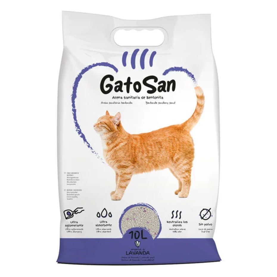 Arena Sanitaria Bentonita GatoSan Lavanda para Gatos 10L Aglomerante