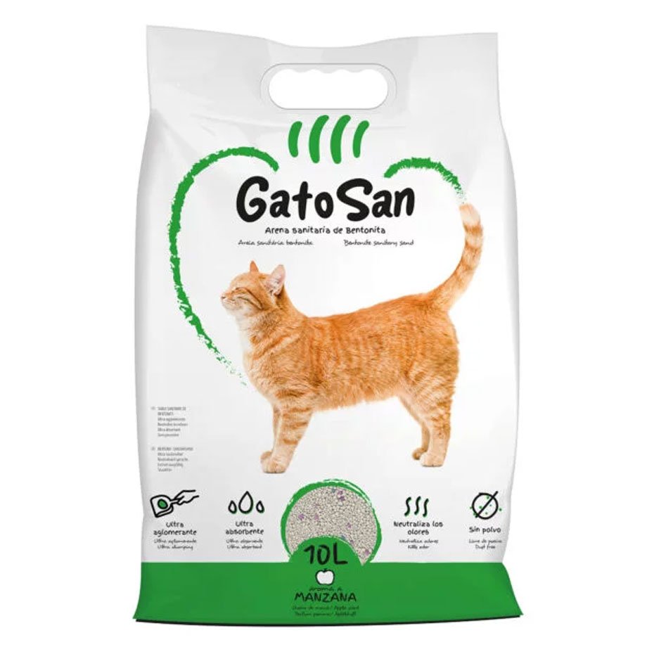 Arena Sanitaria Bentonita GatoSan Manzana para Gatos 10L Aglomerante