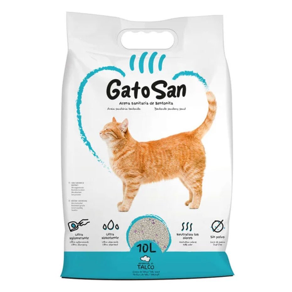 Arena Sanitaria Bentonita GatoSan Talco para Gatos 10L Aglomerante