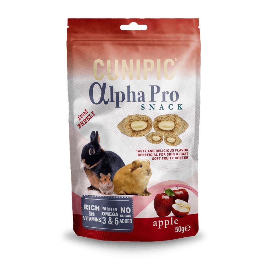Snack Alpha Pro Manzana 50g para Conejos y Roedores con Omega 3 y 6