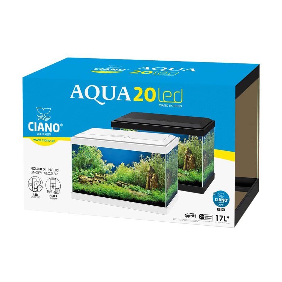 Acuario Aqua 20 LED Ciano 17L con Filtro CF40 e Iluminación LED