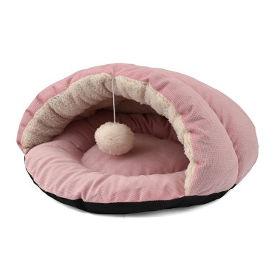 Cama Cueva Rosa con Pelota para Perros y Gatos
