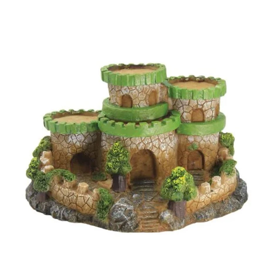 Ornamento Castillo Torres Verdes ICA 15 cm Decoración para Acuario