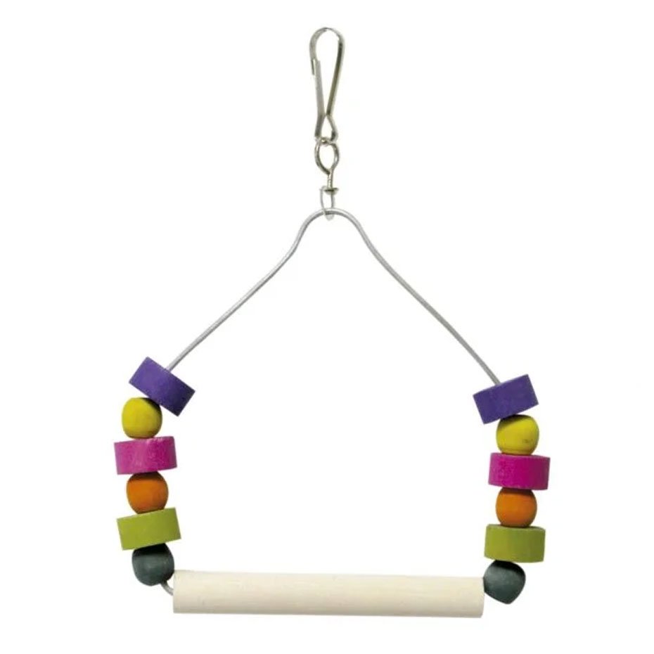 Columpio de Madera con Cuentas de Colores para Pájaros 20 cm