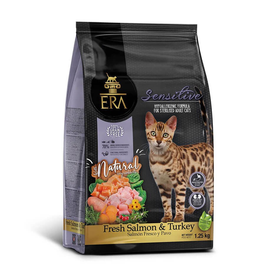 ERA Grain Free Salmón y Pavo Pienso Natural Sin Cereales para Gatos Esterilizados