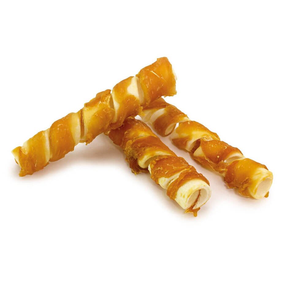 Espiral masticable de pollo para perros – snack natural dental