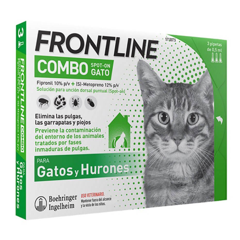 Frontline Combo Gatos 3 Pipetas Antiparasitario Pulgas Garrapatas