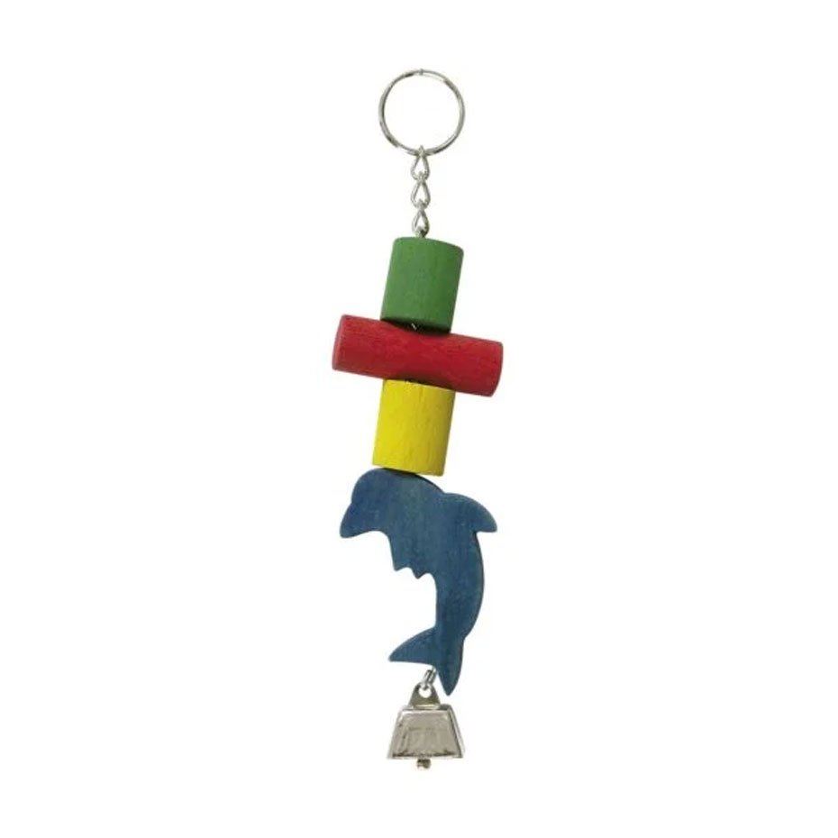 Juguete de Madera con Delfín y Campana para Pájaros 26.5 cm