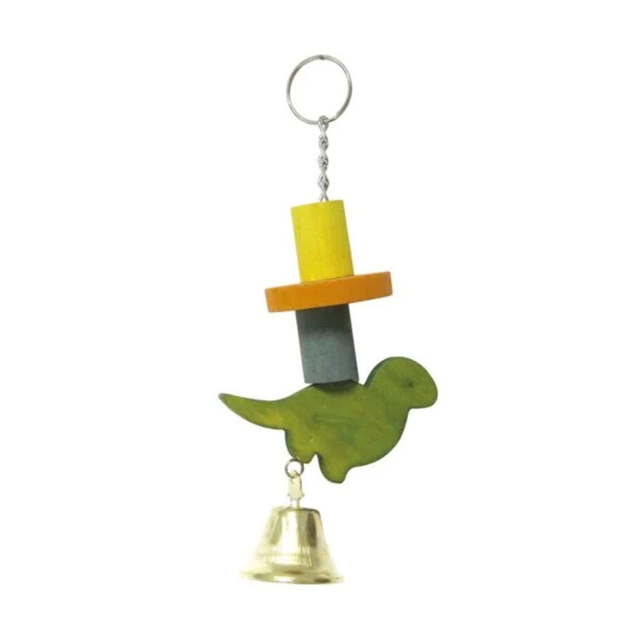 Juguete de Madera con Dinosaurio y Campana para Pájaros 24 cm