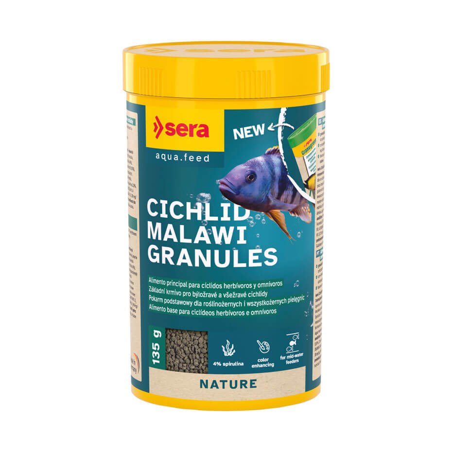 Sera Cichlid Malawi Granules 250ml pienso completo para cíclidos herbívoros y omnívoros