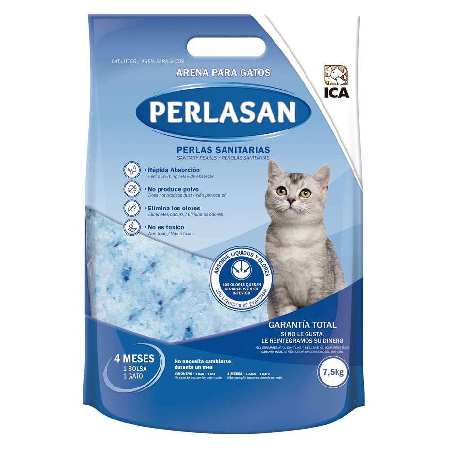 Lecho Sanitario Perlasan para Gatos 7.5 kg Arena Absorbente Sin Polvo