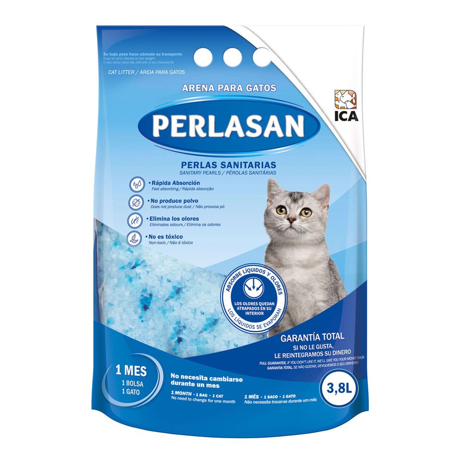Lecho Sanitario Perlasan para Gatos 3.8L Arena Absorbente Sin Polvo