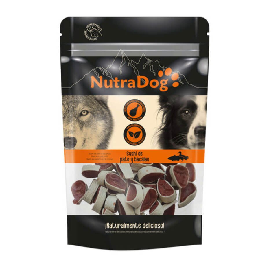 Snack sushi de pato y bacalao para perros 100 g