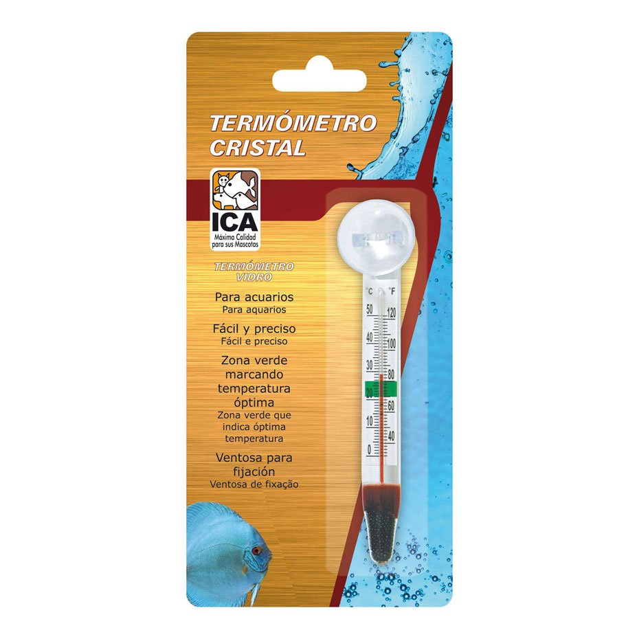 Termómetro de Cristal para Acuario y Terrario con Lectura ºC y ºF