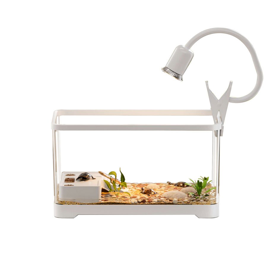 Kit Tortuguera VISION 360º Blanca M con Luz UVA UVB y Zona Seca