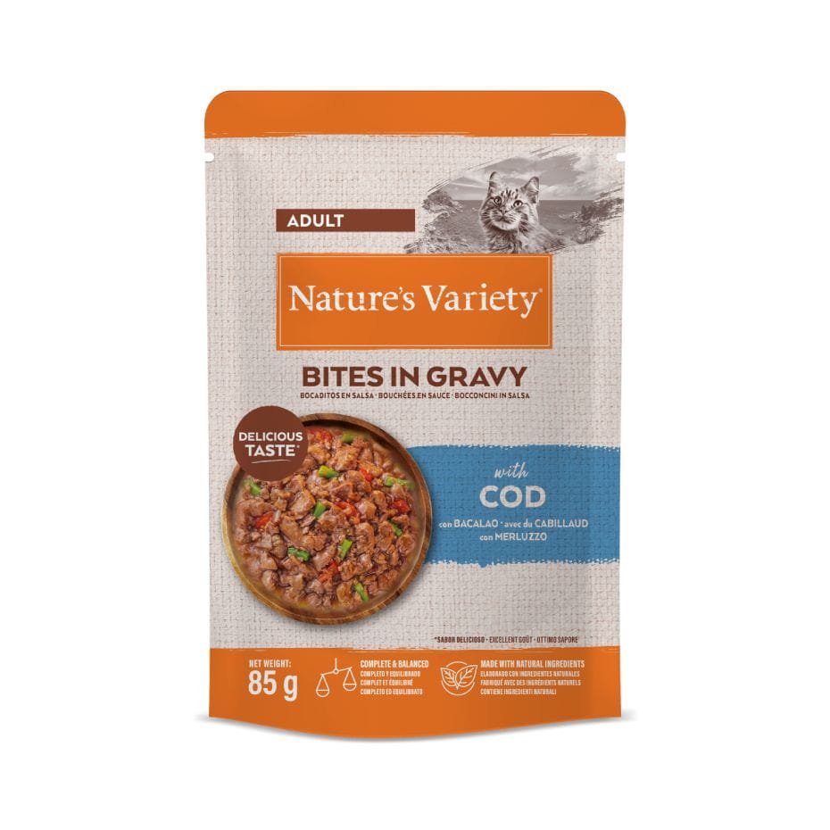 NVC Bites en Salsa con Bacalao para Gatos Adultos 85g