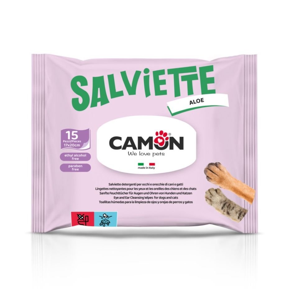 Toallitas para Ojos y Orejas Mascotas Aloe 15 uds Limpieza Suave