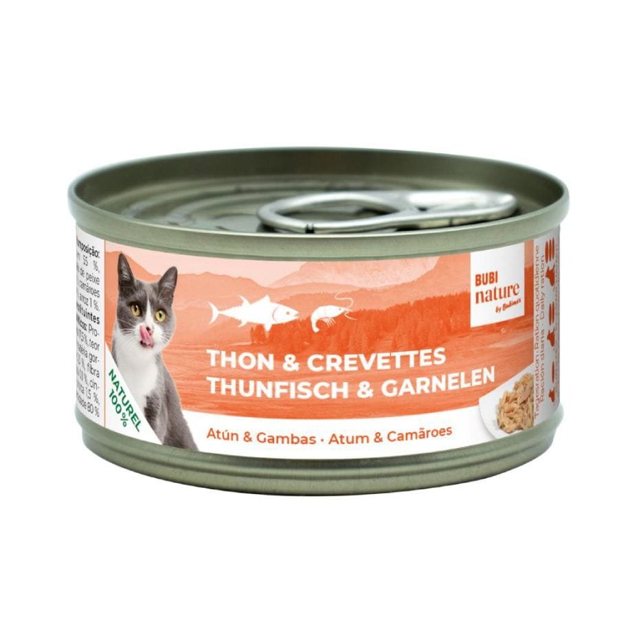 Bubi Nature Atún con Gambas 70g Lata Complementaria Natural para Gatos