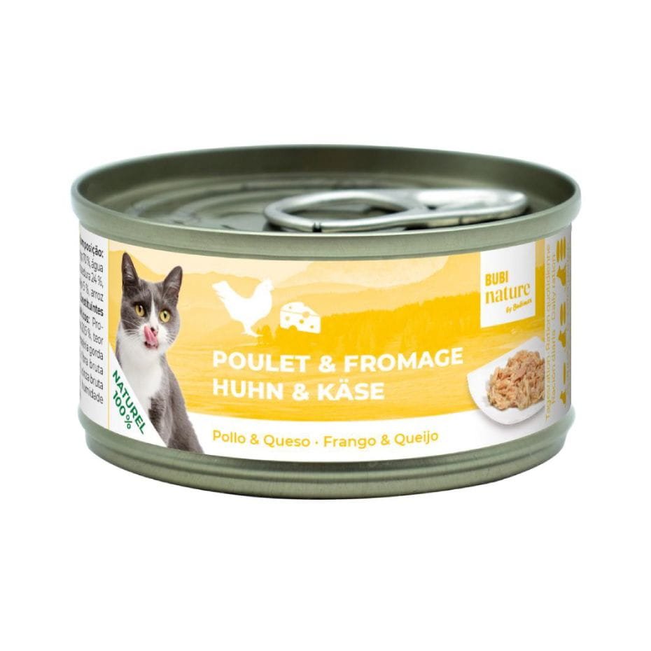 Bubi Nature Pollo con Queso 70g Lata Complementaria Natural para Gatos