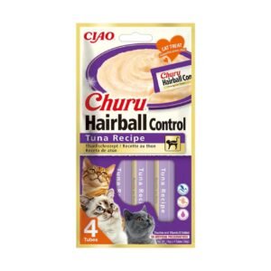 Churu Gato Hairball Atún Snack Cremoso Control Bolas de Pelo 4x14g