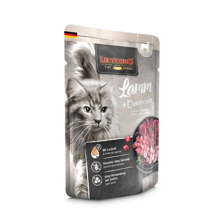 Leonardo Cordero + Arándanos  85g Alimento Húmedo Sin Cereales para Gatos Adultos