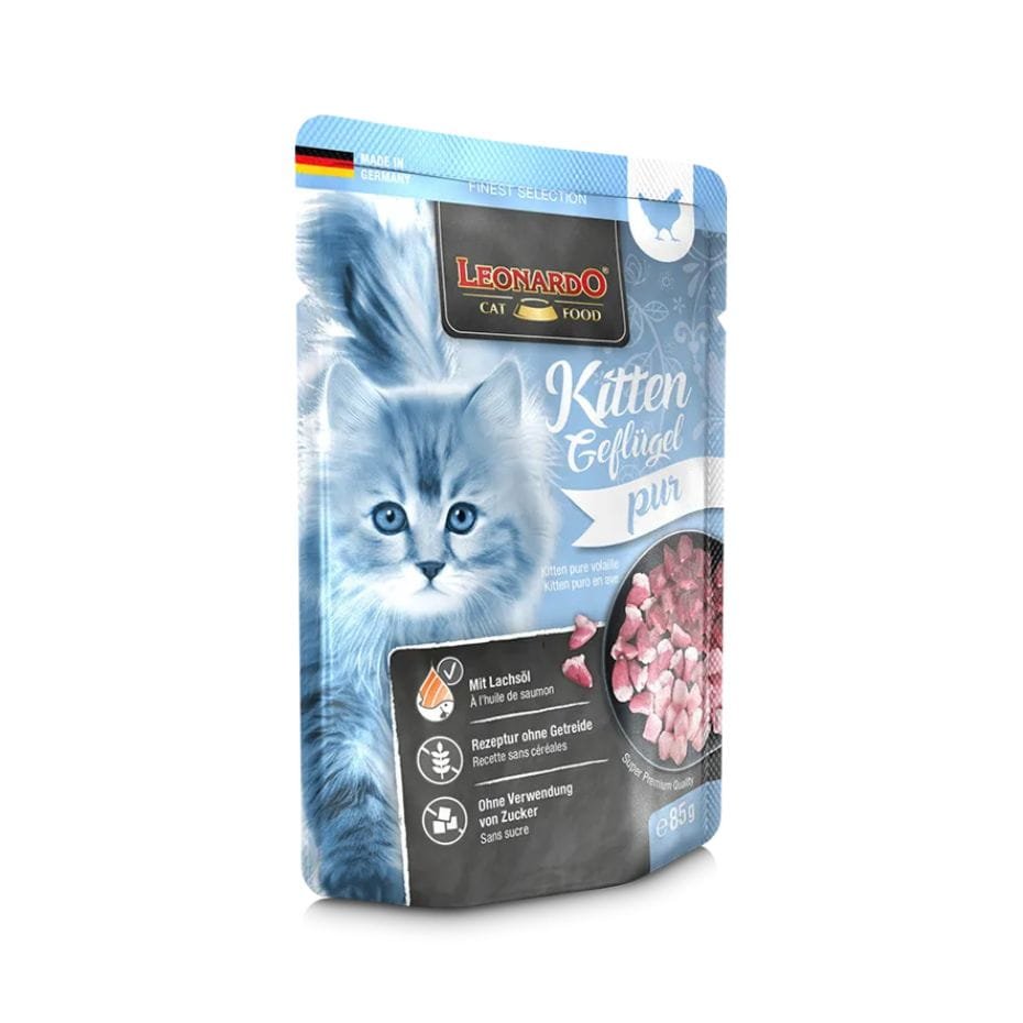 Leonardo Kitten Puro en Pollo 85g Alimento Húmedo Sin Cereales para Gatitos