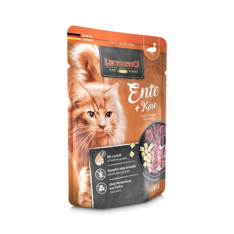 Leonardo Pato + Queso 85g Alimento Húmedo Sin Cereales para Gatos Adultos