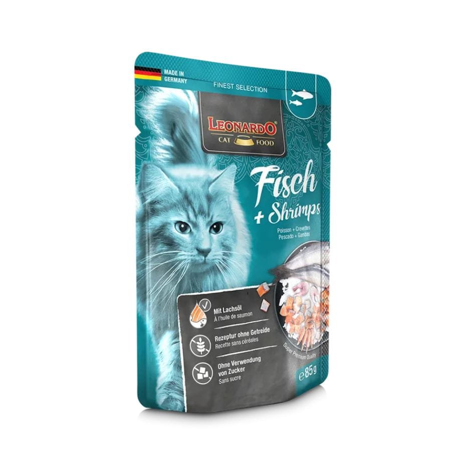 Leonardo Pescado + Gambas 85g Alimento Húmedo Sin Cereales para Gatos Adultos