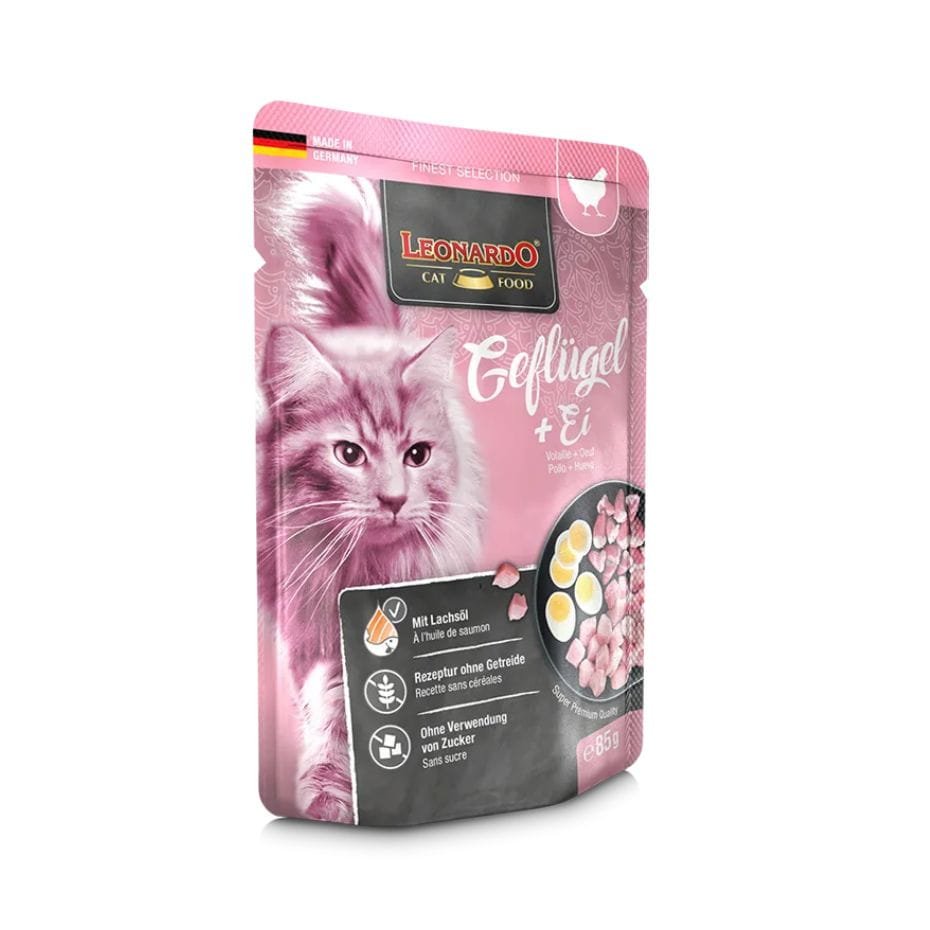 Leonardo Pollo + Huevo 85g Alimento Húmedo Sin Cereales para Gatos Adultos