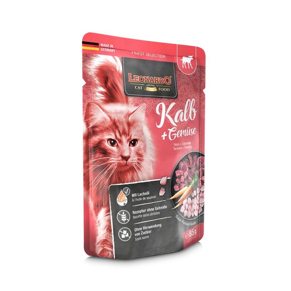 Leonardo Ternera + Verdura 85g Alimento Húmedo Sin Cereales para Gatos Adultos