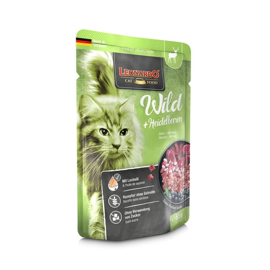 Leonardo Venado + Arándanos Azules 85g Alimento Húmedo Sin Cereales para Gatos