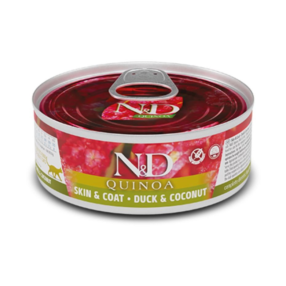 N&D Quinoa Skin & Coat Pato y Coco Lata 80g para Gatos Adultos Piel Sensible