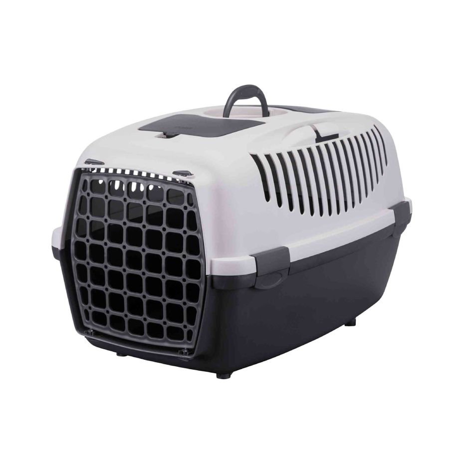Transportín para Mascotas de Plástico con Asa 61cm hasta 12kg Gris