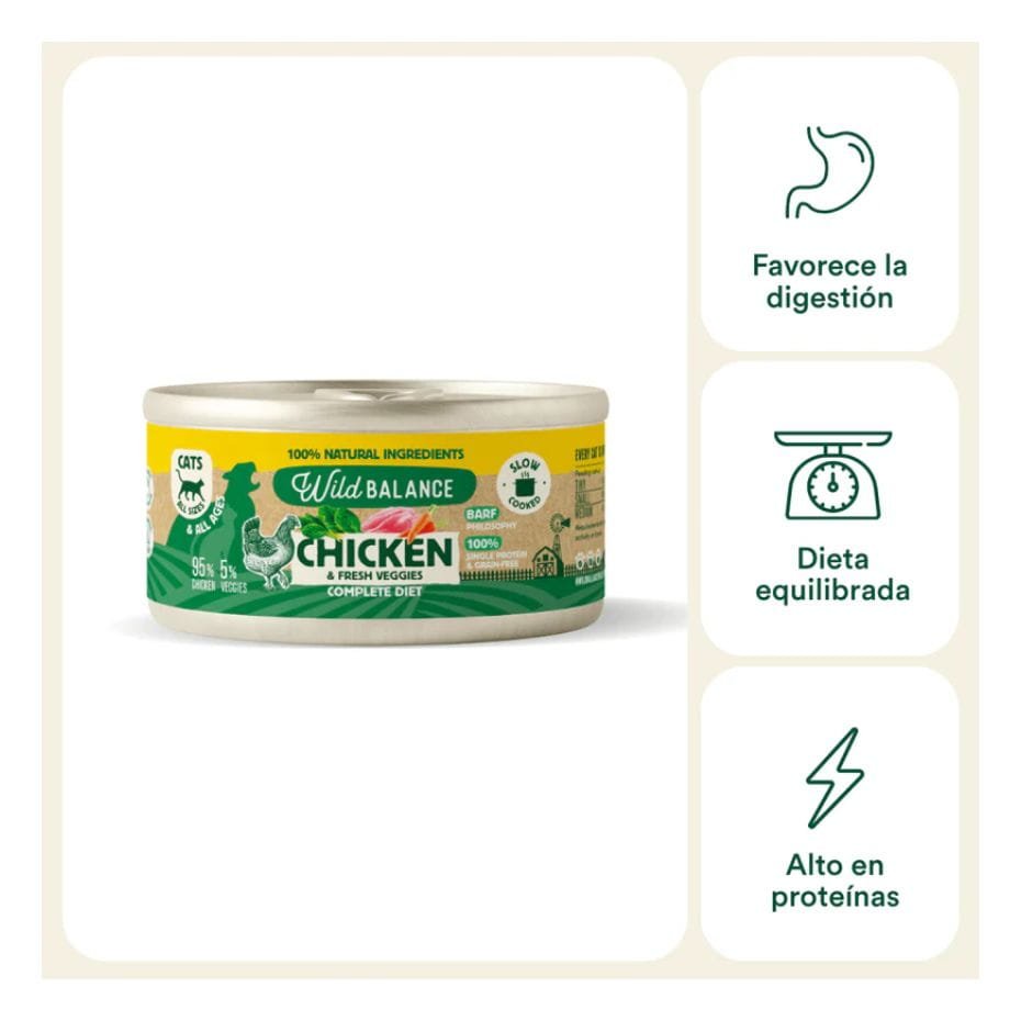 Wild Balance Lata de Pollo para Gatos 120g Filosofía BARF